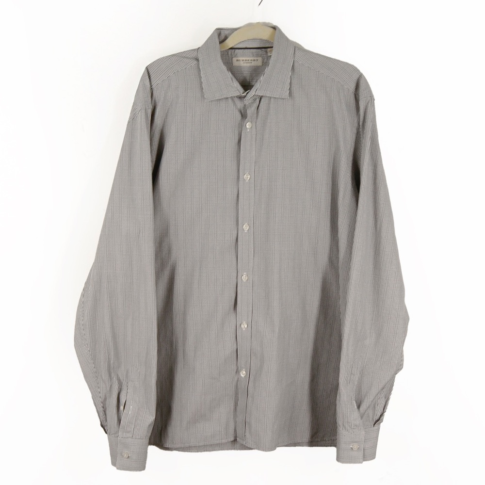 Burberry London Checkered Grey Button Down Long Sleeve Top